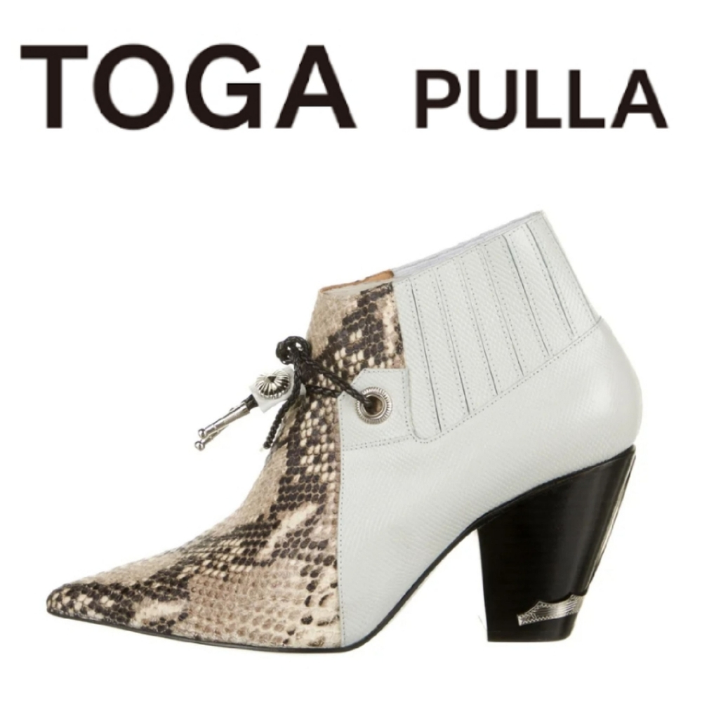 Toga Pulla Leather Animal Print Booties